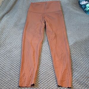 Offline by Aerie Brown High-Waisted Leggings with Laser Cut Design